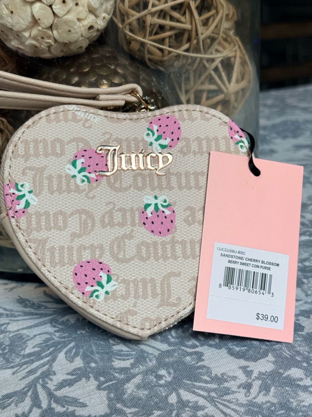 Juicy Couture Pink Strawberry Heart Coin Purse